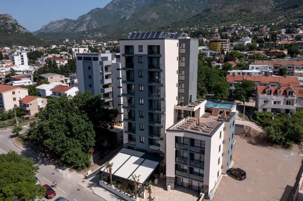 an aerial view of a building in a city at N Hotel in Sutomore