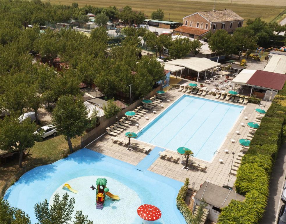 an overhead view of a pool at a resort at Camping Classe in Lido di Dante