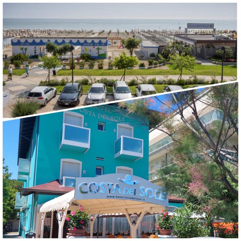 a collage of two pictures of a building at Costa del Sole Only Room in Milano Marittima