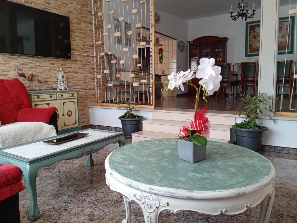 - un salon avec un canapé et une table dans l'établissement Casa Relax, à Papiolet