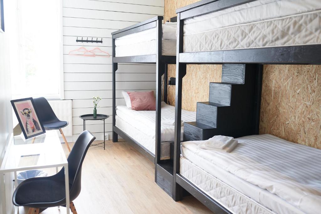 Ce dortoir dispose de lits superposés et d'un bureau. dans l'établissement B&B Korsman Hanko, à Hanko