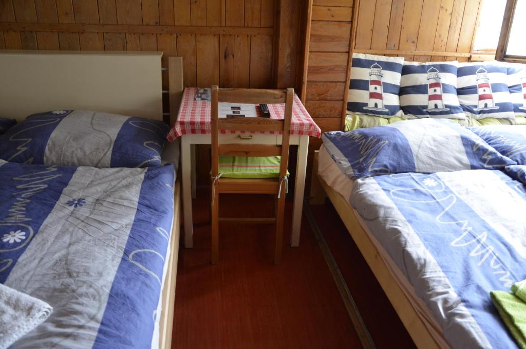 Postel nebo postele na pokoji v ubytování Chata u Hřiště