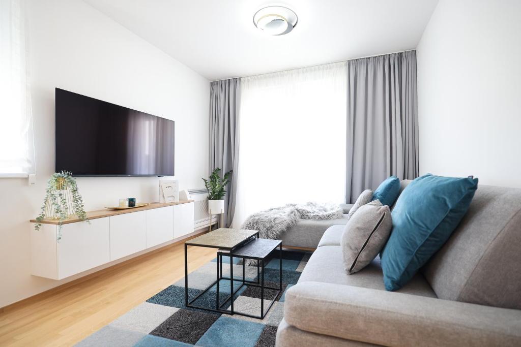 Televízia a/alebo spoločenská miestnosť v ubytovaní Apartment AnViNi