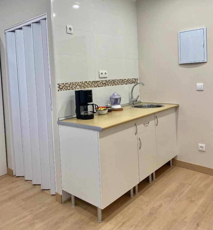 A kitchen or kitchenette at Alojamientos Muelle de Gijón