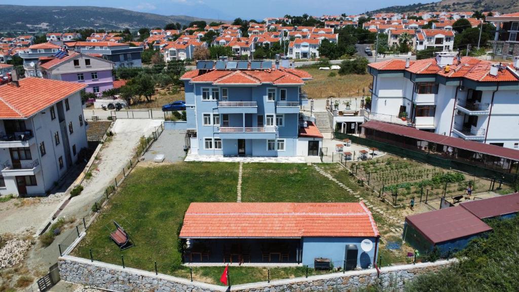 an aerial view of a town with houses at Parli Hotel in Gokceada Town