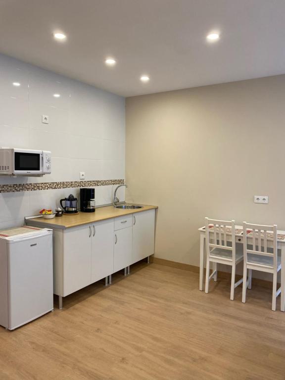 A kitchen or kitchenette at Alojamientos Muelle de Gijón