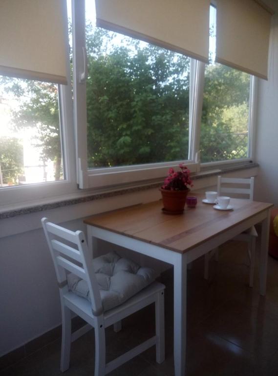 a room with a table and two windows at Dragica in Palit