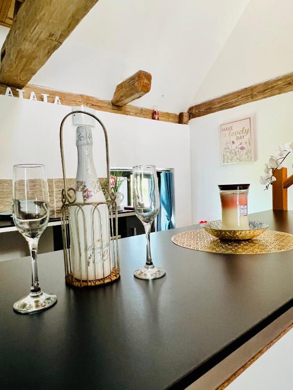 Kuchyň nebo kuchyňský kout v ubytování Peškův mlýn - apartmán