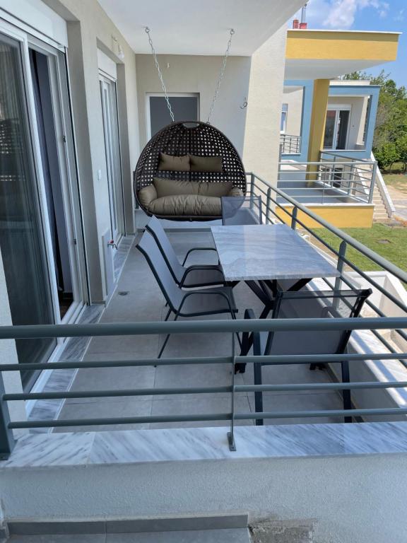 Balkón nebo terasa v ubytování 3 Raum Fewo Griechenland, 400 m zum Strand, zwischen Thessaloniki und Kavala