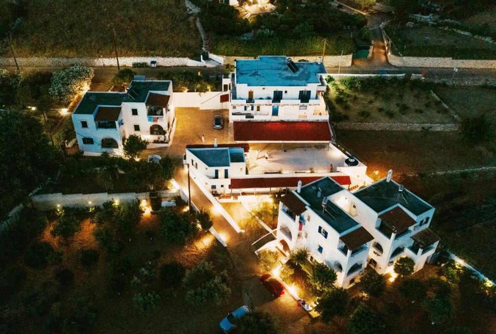 an overhead view of a building at night at Theofilos Appartements in Livadi