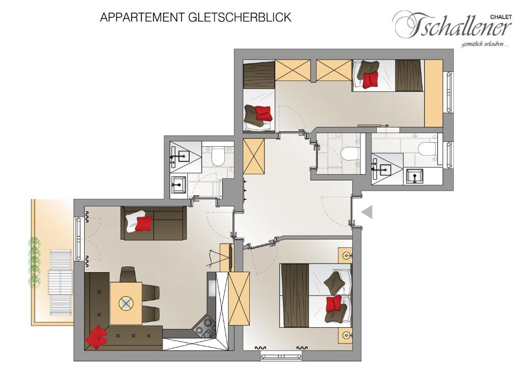 Půdorys ubytování Chalet Tschallener