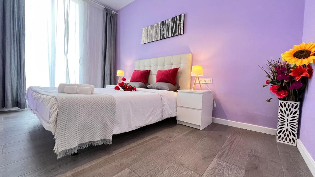 Katil atau katil-katil dalam bilik di Apartamento Sants