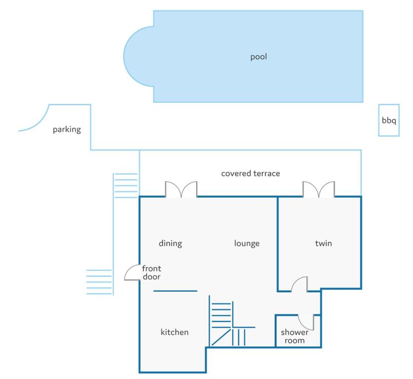 The floor plan of Villa Kerasia House by Villa Plus