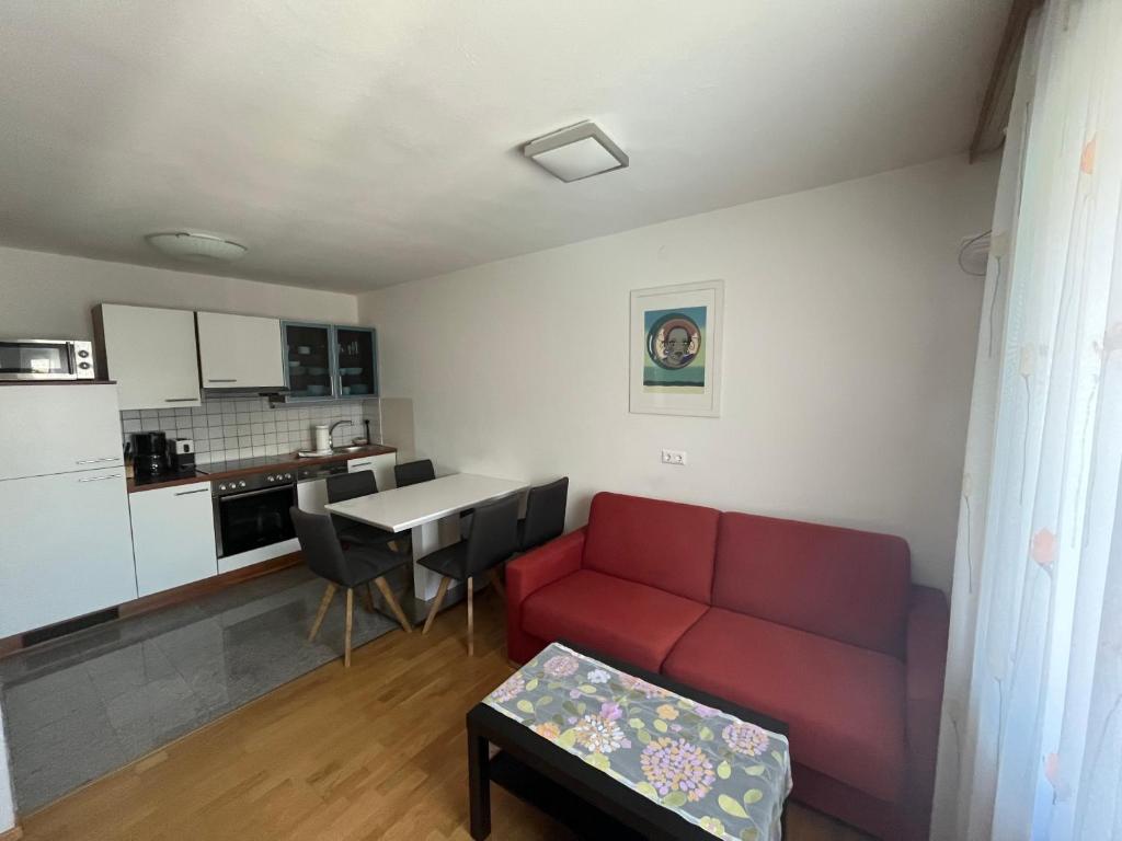 Kuchyň nebo kuchyňský kout v ubytování Apartementhaus Helene am Klopeinersee