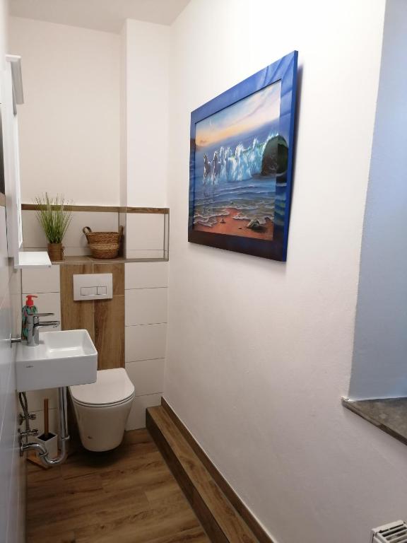 Koupelna v ubytování Ferienhaus Heideck