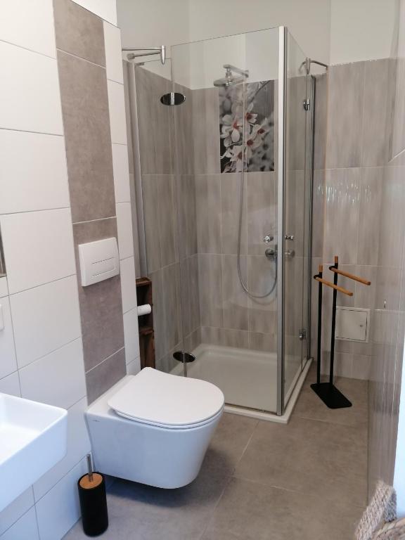 Koupelna v ubytování Ferienhaus Heideck
