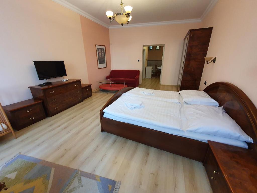 TV a/nebo společenská místnost v ubytování Evergreen apartments hotel