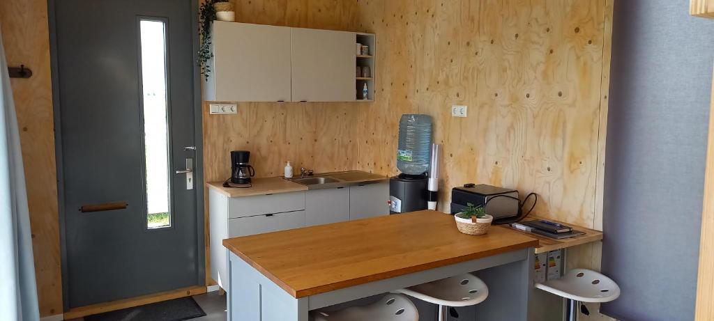 Kuchyň nebo kuchyňský kout v ubytování Tiny house het Polderhuisje