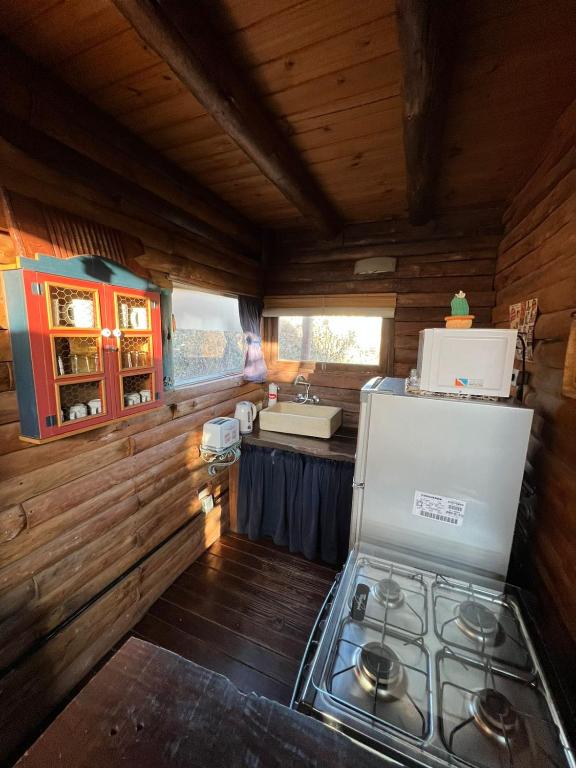 Kuchyň nebo kuchyňský kout v ubytování Cabaña La Triada Pileta Privada Grupo Cabaña La Triada