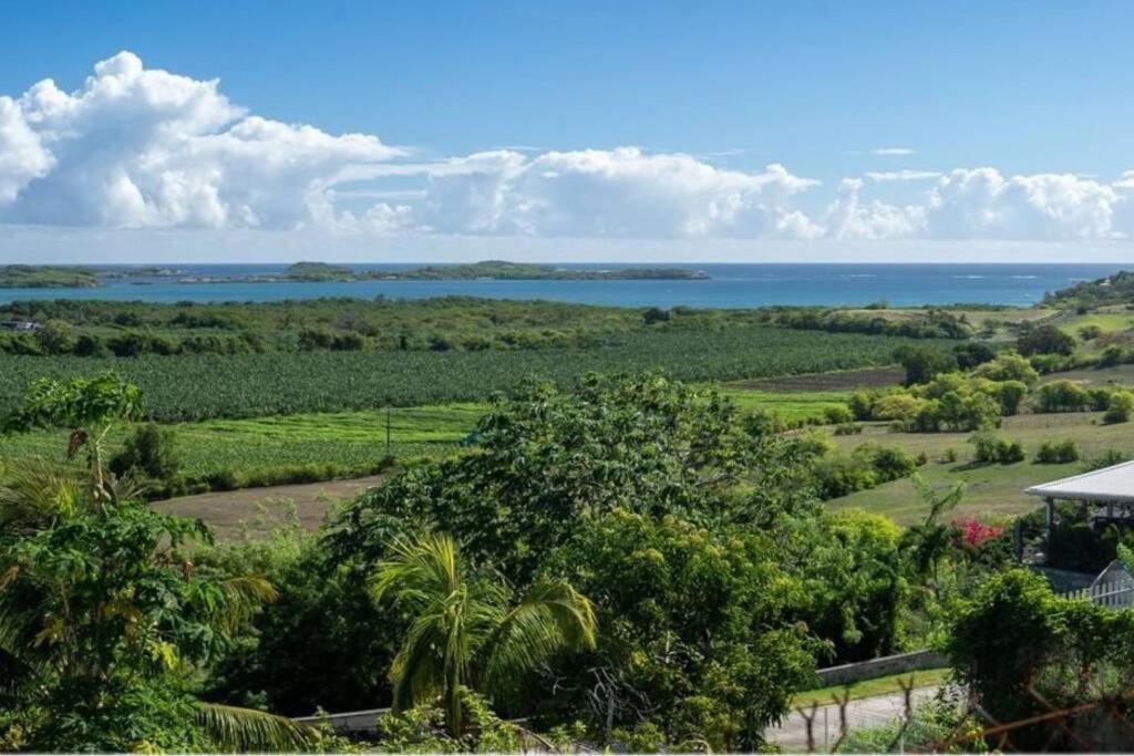 una vista sull'oceano da una casa di Appartement B François a Le François