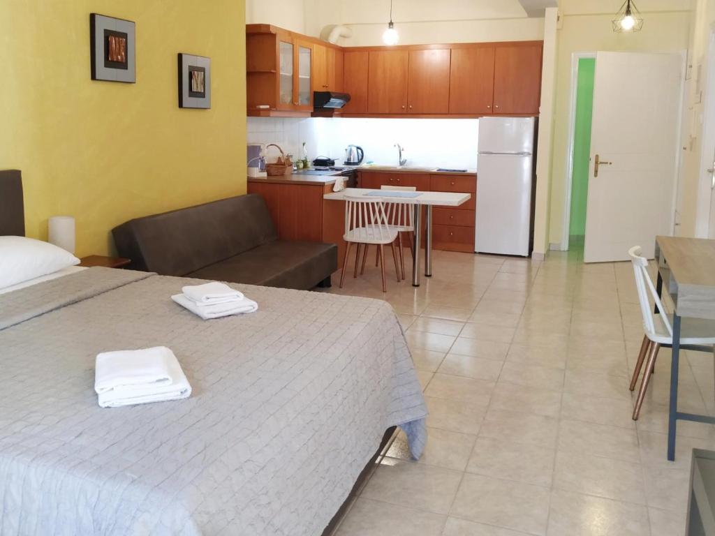 A kitchen or kitchenette at OSCAR STUDIO KALAMATA city centre