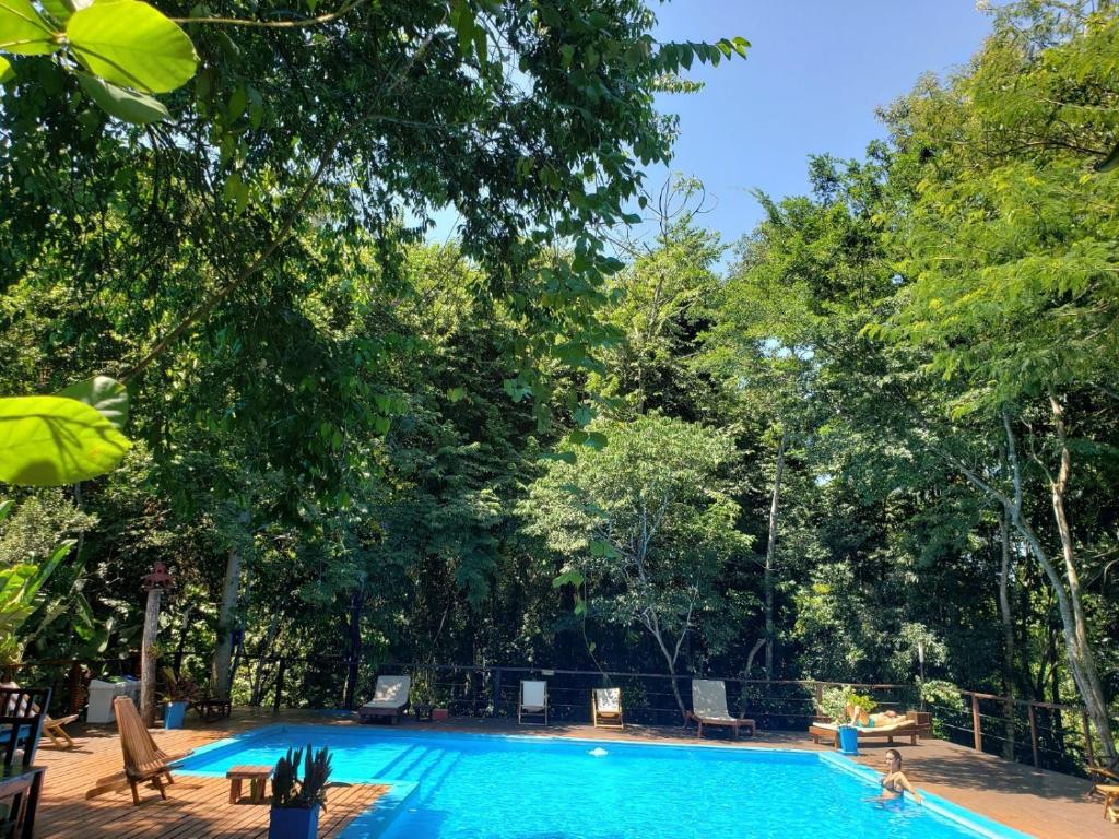 Výhled na bazén z ubytování Selva de Laurel nebo okolí