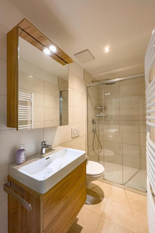 Koupelna v ubytování Sylpaulerhof Aparthotel