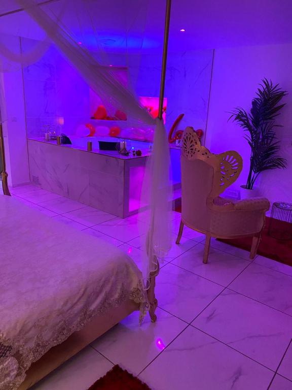 Posteľ alebo postele v izbe v ubytovaní Suite romantique avec jaccuzy à la gare de Montpellier