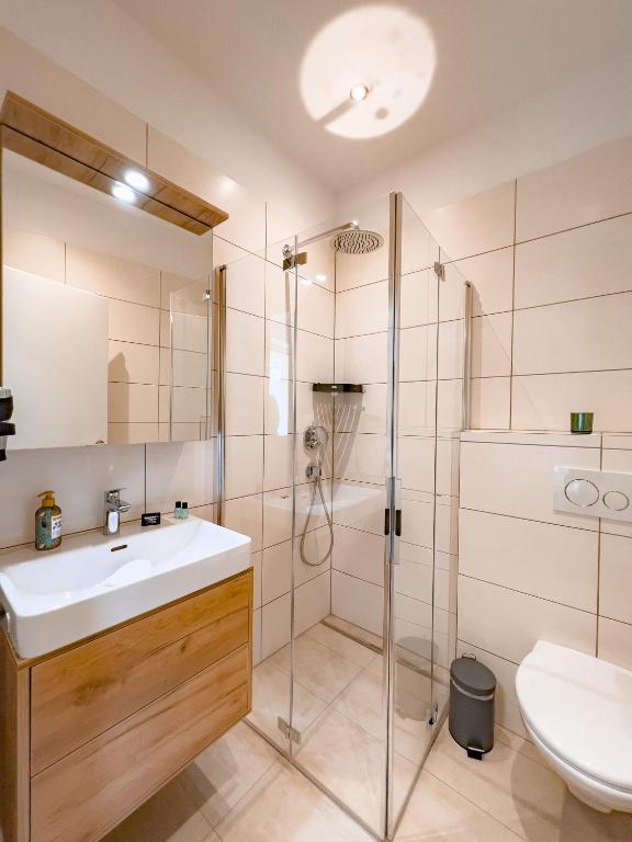 Koupelna v ubytování Sylpaulerhof Aparthotel
