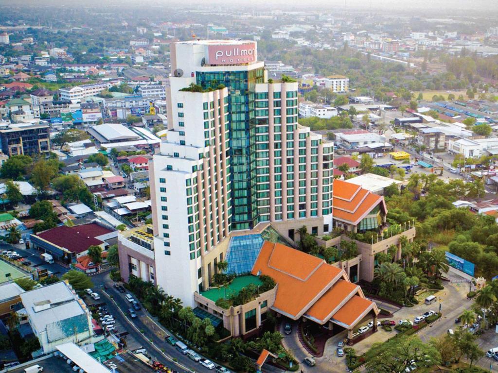 an aerial view of a large building in a city at Pullman Khon Kaen Raja Orchid in Khon Kaen