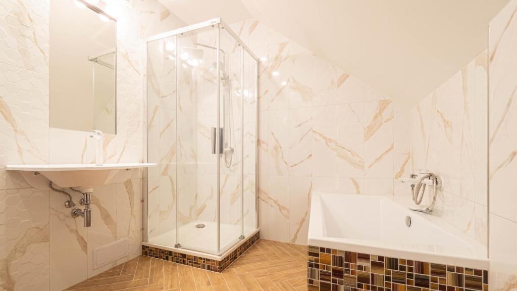 Koupelna v ubytování Apartmány Habánská, celý dům