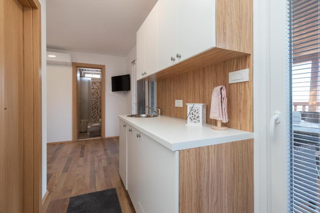 Kuchyň nebo kuchyňský kout v ubytování Mobile home Sea Shell