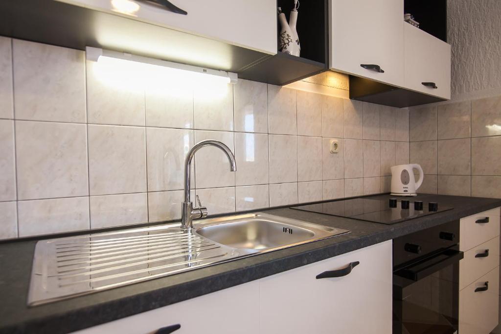 Kuchyň nebo kuchyňský kout v ubytování Domus Apartments