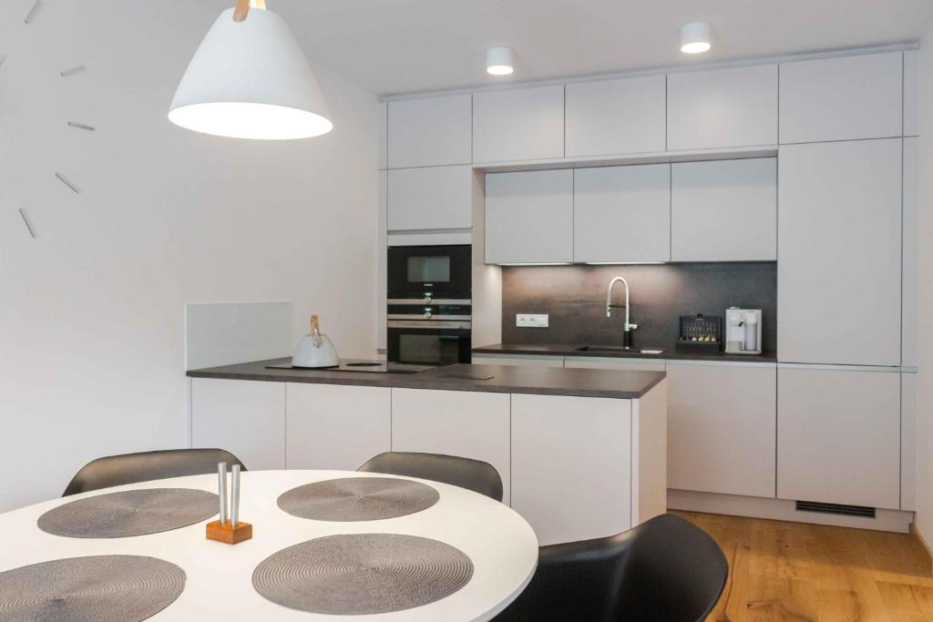 Kuchyň nebo kuchyňský kout v ubytování Wellness Apartmán Pila Kvilda