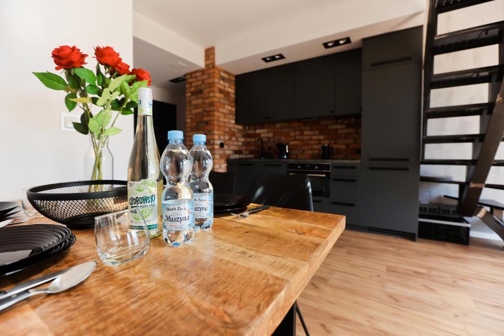 Kuchyňa alebo kuchynka v ubytovaní M&K Apartament just Loft, Gdańsk - Wyspa Sobieszewska