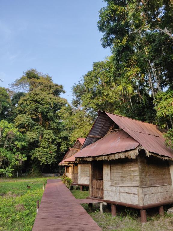 un grupo de cabañas de madera en un puente de madera en The Forest Elephant - Formerly known as the Flying Elephant, en Isla Havelock