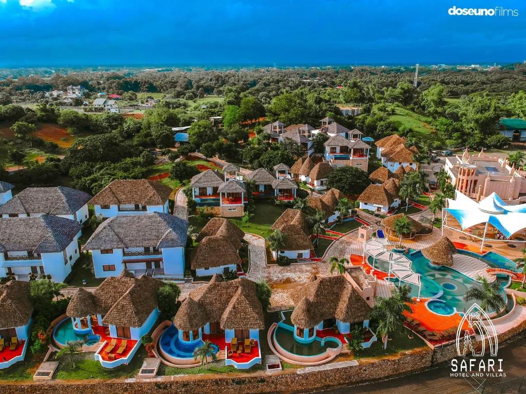 an aerial view of a resort with a water park at Safari Hotel and Villas powered by Cocotel in Vigan