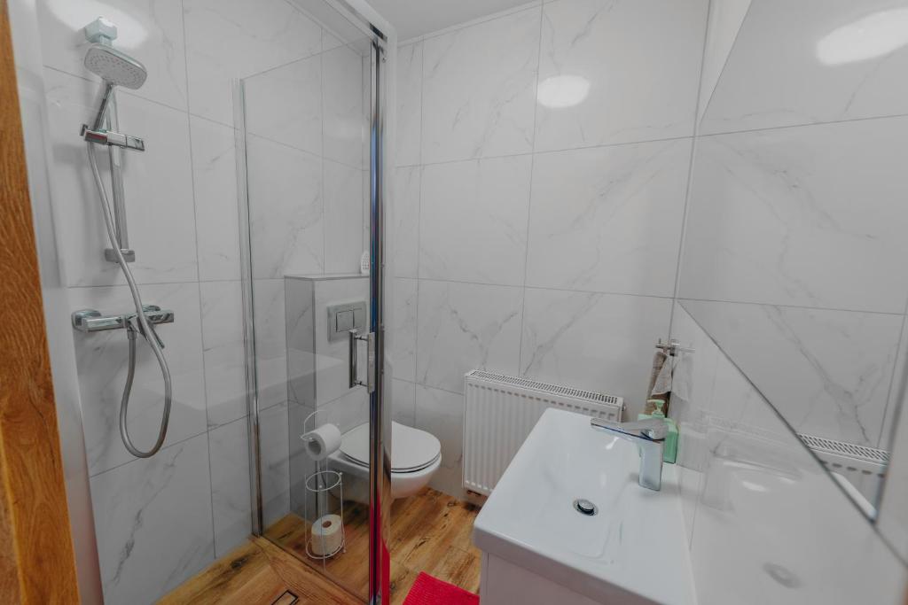 Kúpeľňa v ubytovaní Jurajska Stokrotka