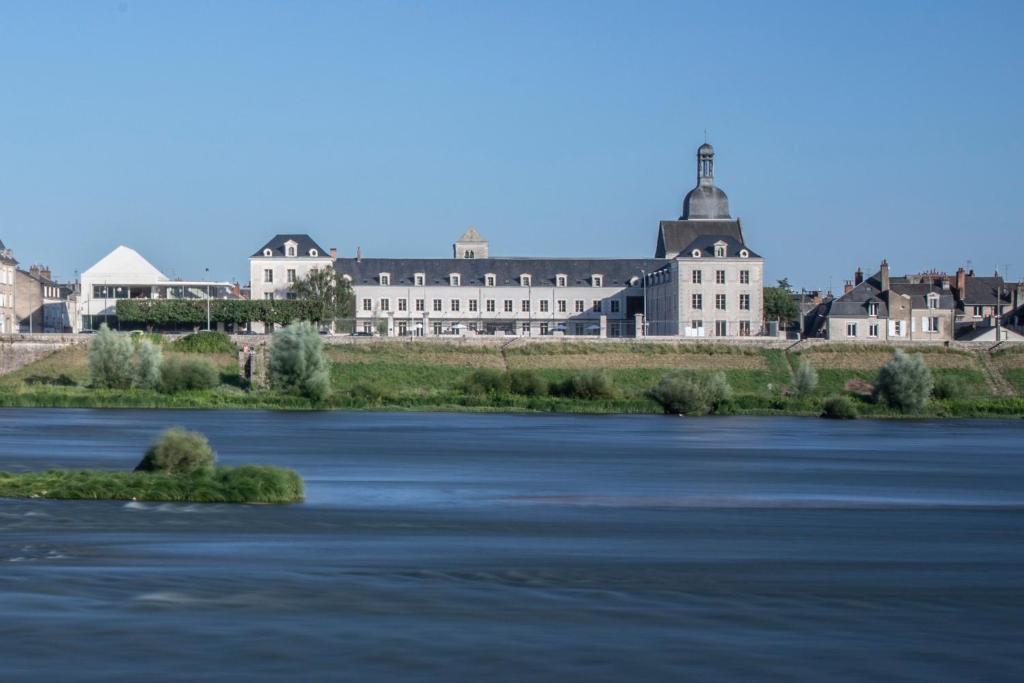 a view of a river with buildings in the background at Fleur de Loire in Blois