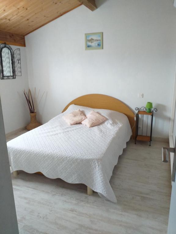 a bedroom with a bed in a white room at VENEZ SEJOURNER A GRUISSAN ....PLAGE DES CHALETS in Gruissan