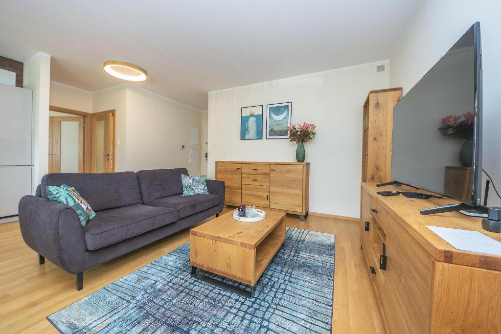 Telewizja i/lub zestaw kina domowego w obiekcie Pomorskie Apartamenty Bernadowska Green Deluxe