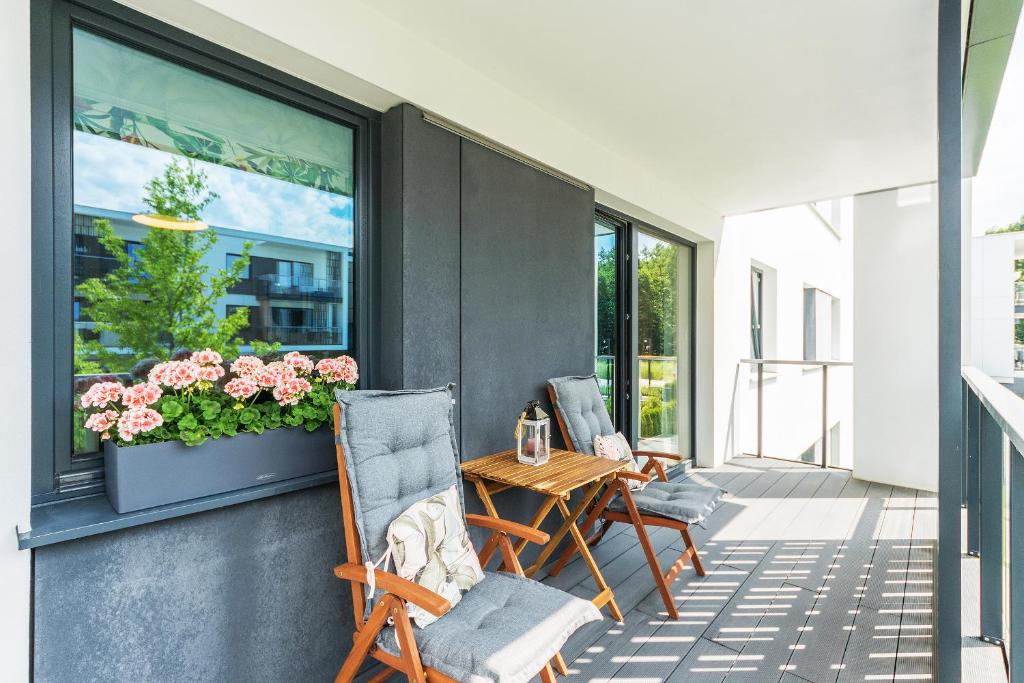 Balkon lub taras w obiekcie Pomorskie Apartamenty Bernadowska Green Deluxe
