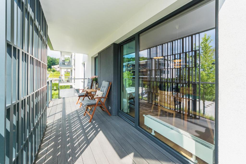 Balkon lub taras w obiekcie Pomorskie Apartamenty Bernadowska Green Deluxe