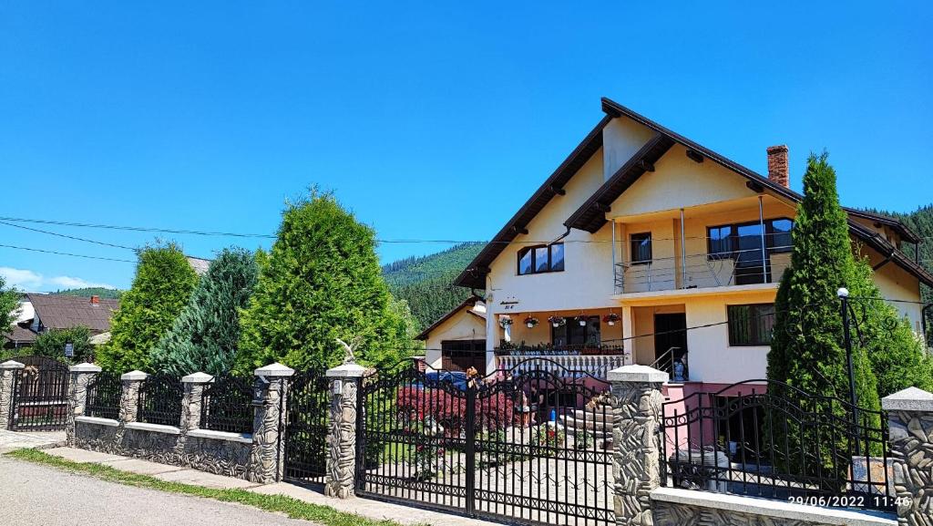 a house with a fence in front of it at DARIAMAF in Câmpulung Moldovenesc