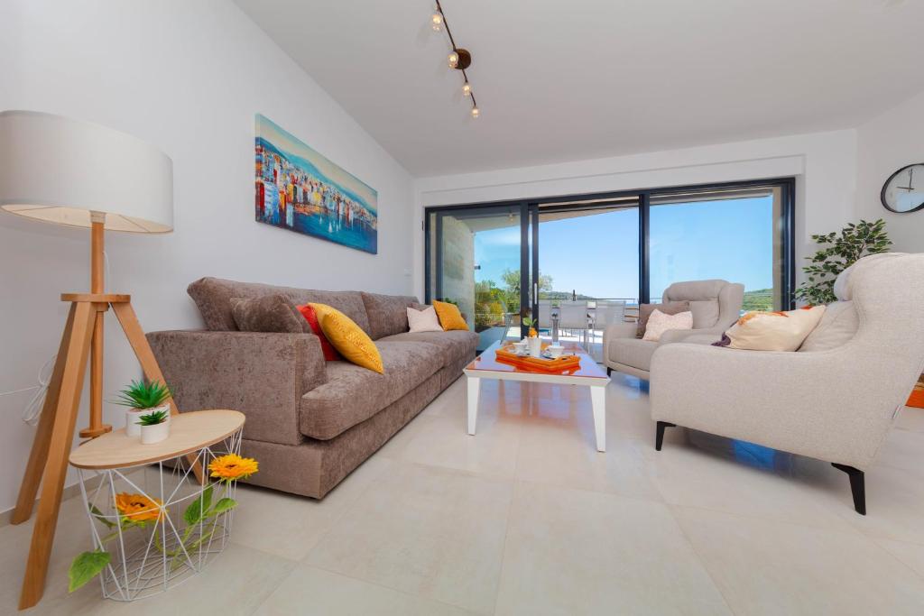 Posezení v ubytování Apartman Oranž