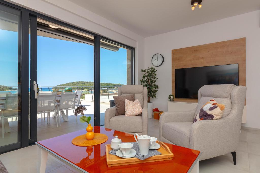 Posezení v ubytování Apartman Oranž