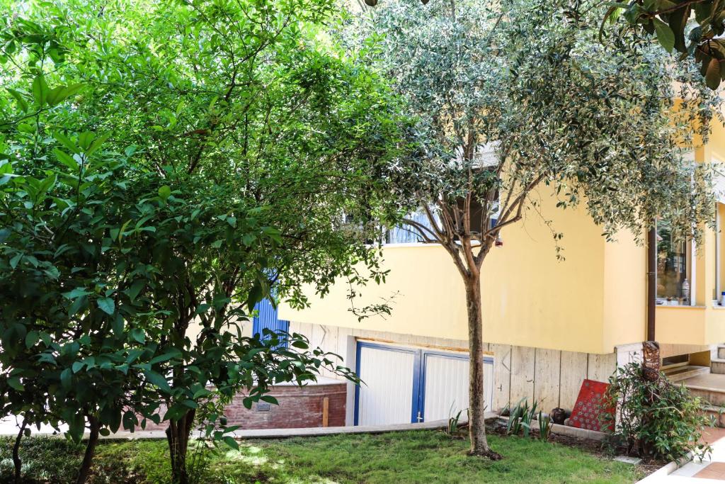 Zahrada ubytování Blue Door Hostel