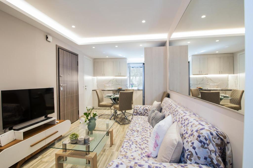 Televízia a/alebo spoločenská miestnosť v ubytovaní Electra's house