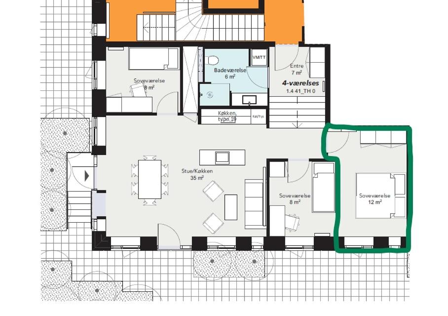 Plantegning af Big Room In SHARED APARTMENT With King Size Bed