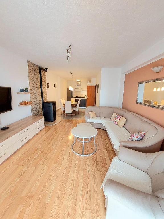 Televízia a/alebo spoločenská miestnosť v ubytovaní Apartment with private pool "Patricia"